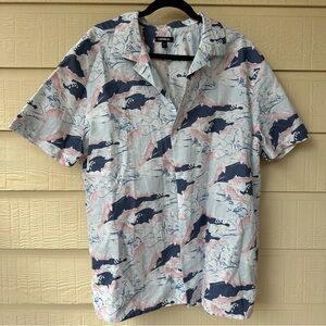 Express Men’s Short-Sleeve Koi Fish Button Down Shirt